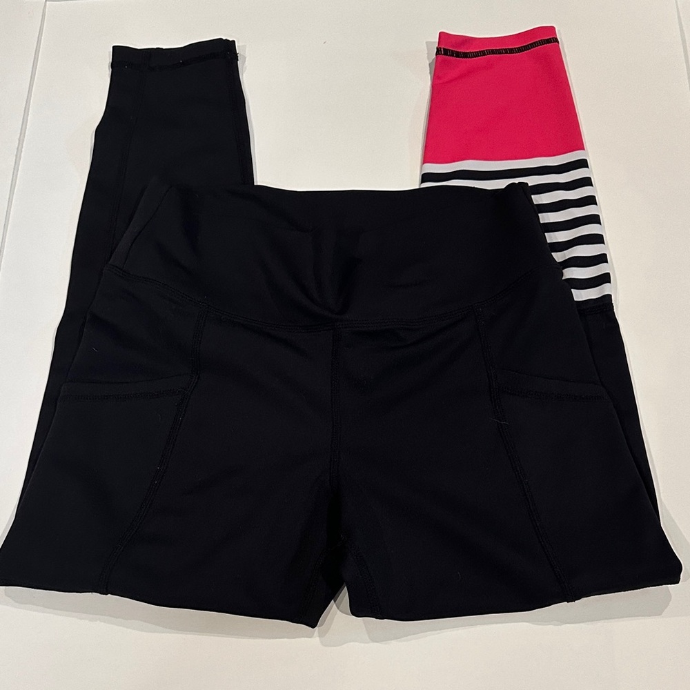 Black Leggings with Fun Design, Size Small
